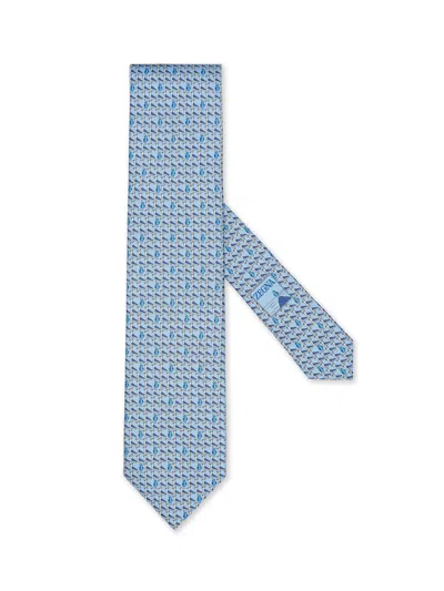 Shop Zegna Light Blue Silk Tie