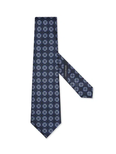 Shop Zegna Dark Blue Cinque Pieghe Silk Tie