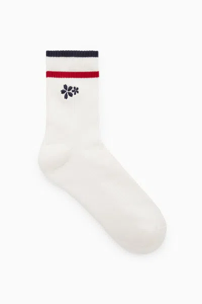 Shop Cos Ribbed Embroidered Socks In White
