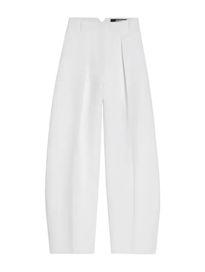 Shop Jacquemus Le Pantalon Ovalo In White
