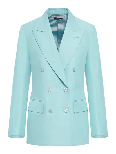 Shop Tom Ford Double-breasted Jacket In Blue