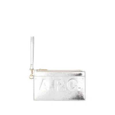 Shop Apc Market Clutch - Synthetic - Silver In White