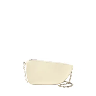 Shop Burberry Micro Shield Wallet On Chain - Leather - Beige In White