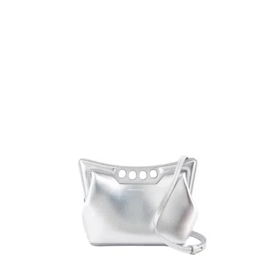 Shop Alexander Mcqueen The Mini Peak Purse - Leather - Silver In White