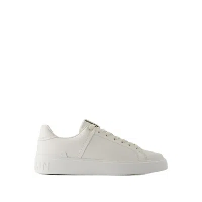 Shop Balmain B-court Sneakers - Leather - White