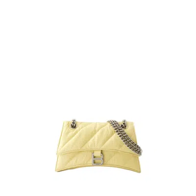 Shop Balenciaga Crush Chain S Crossbody - Leather - Yellow In Brown