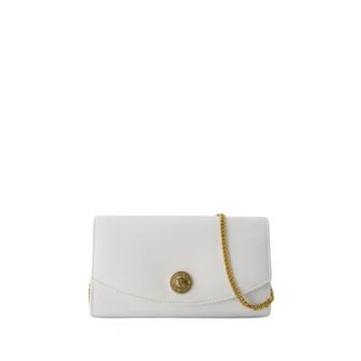 Shop Balmain Embleme Wallet On Chain - Leather - White