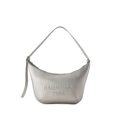 Shop Balenciaga Mary Kate Sling Shoulder Bag - Leather - Silver In White