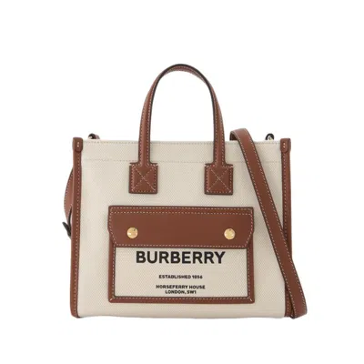 Shop Burberry Ll Mn Pocket Dtl Ll6 Tote Bag - Natural/tan - Cotton In Brown