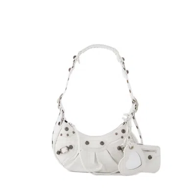 Shop Balenciaga Cagole Shoulder Xs Bag - Optic White - Leather