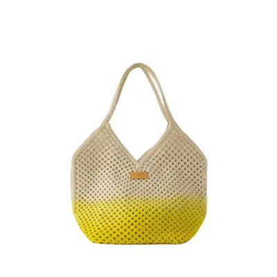 Shop Vanessa Bruno Panier Shopper Bag - Cotton - White/yellow In Neutrals