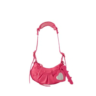 Shop Balenciaga Le Cagole Sho Xs - Leather - Bright Pink In White