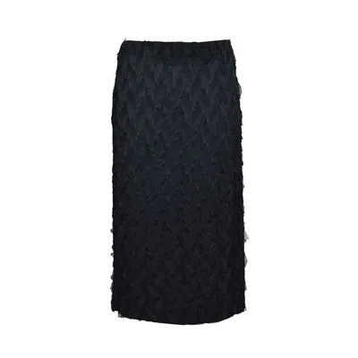 Shop Msgm Fringe Detailed Midi Skirt In Black