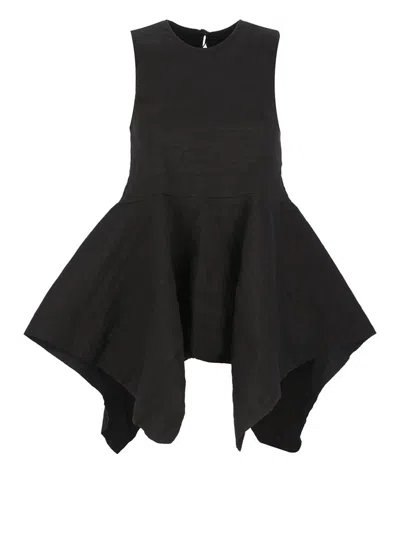 Shop Uma Wang Asymmetric Hem Sleeveless Top In Black