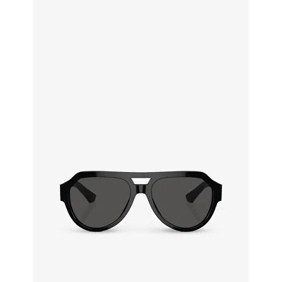 Shop Dolce & Gabbana Women's Black Dg4466 Square-frame Nylon Sunglasses