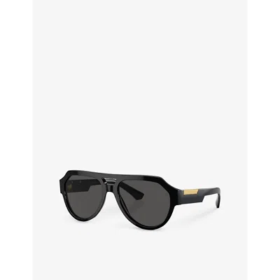 Shop Dolce & Gabbana Women's Black Dg4466 Square-frame Nylon Sunglasses