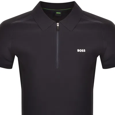 Shop Boss Athleisure Boss Zayno Half Zip Polo T Shirt Navy