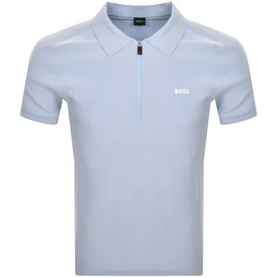 Shop Boss Athleisure Boss Zayno Half Zip Polo T Shirt Blue