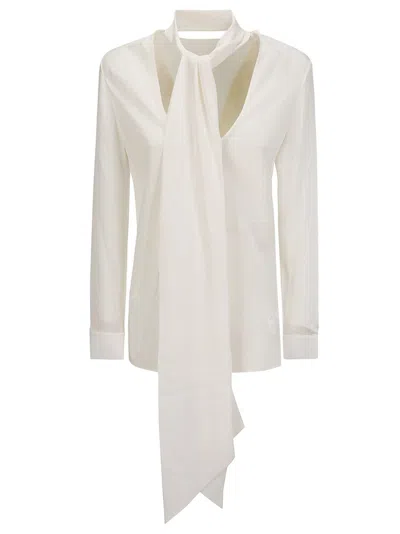 Shop Helmut Lang Scarf Detailed Blouse In White