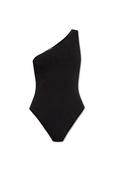 Shop Balmain One Piece Stretched Swimsuit In Black