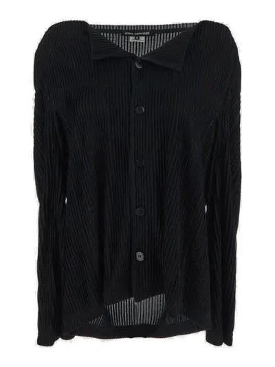 Shop Junya Watanabe Pleat Detailed Buttoned Top In Black