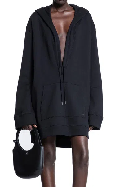 Shop Courrèges Hyperbole Hooded Fleece Dress In Black