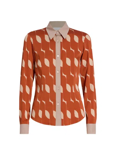 Shop Dries Van Noten Women's Claudio Printed Silk-blend Shirt In Rust