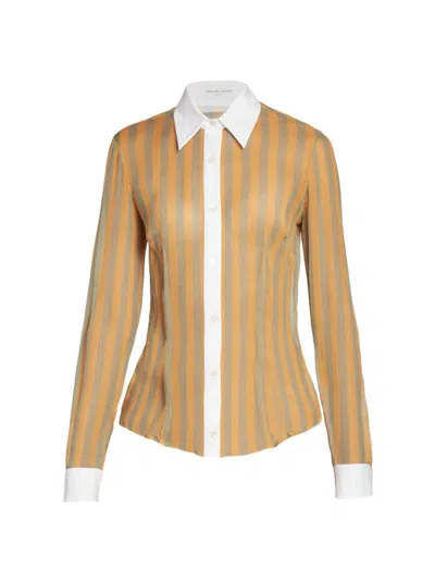 Shop Dries Van Noten Women's Claudio Striped Silk & Cotton Top In Peach