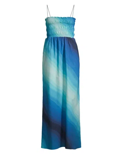 Shop Cala De La Cruz Women's Paradiso Ossane Ombré Maxi Dress In Groove Azul