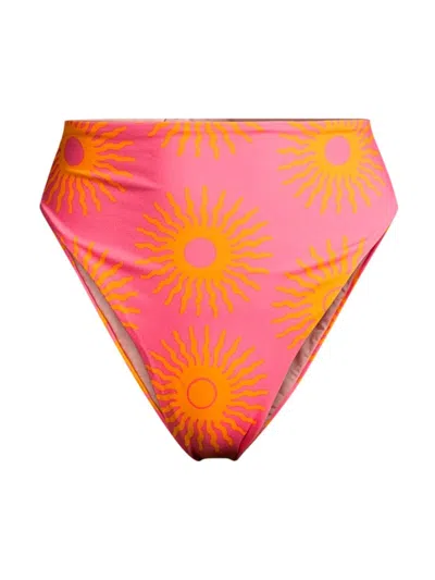 Shop Cala De La Cruz Women's Paradiso Lulu High-rise Bikini Bottoms In Sunburst Rosa