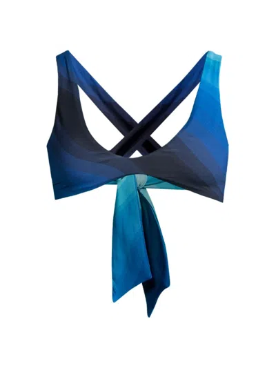 Shop Cala De La Cruz Women's Paradiso Marcela Striped Bikini Top In Groove Azul