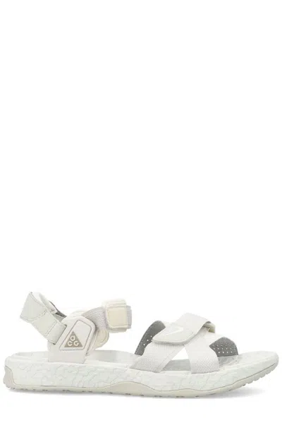 Shop Nike Acg Air Deschutz Logo Detailed Sandals In White