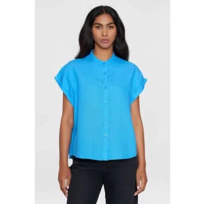 Shop Knowledge Cotton Collar Linen Malibu Blue Shirt