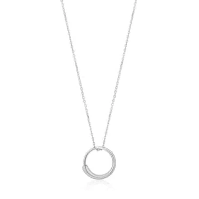 Shop Ania Haie Silver Luxe Circle Necklace In Metallic