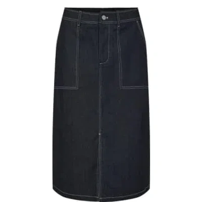 Shop Numph Issa Skirt In Dark Blue Denim