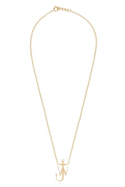 Shop Jw Anderson Anchor Pendant Polished Necklace In Gold