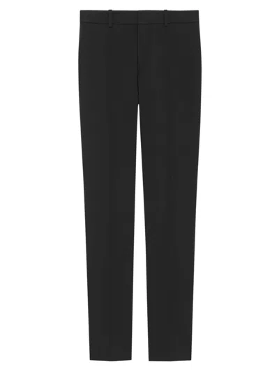 Shop Saint Laurent Women's Low-rise Pants In Stretch Gabardine In Black