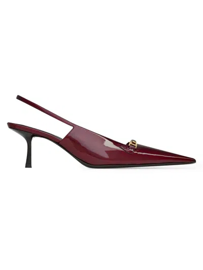 Shop Saint Laurent Women's Carine Slingback Pumps In Patent Leather In Deep Bordeaux