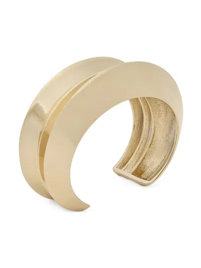 Shop Saint Laurent Women's Stacked Cuff In Metal In Pale Gold