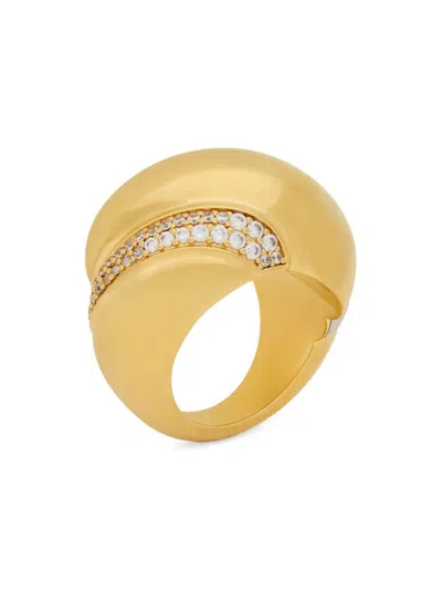 Shop Saint Laurent Women's Crystal Whirlwind Ring In Metal In Gold Crystal