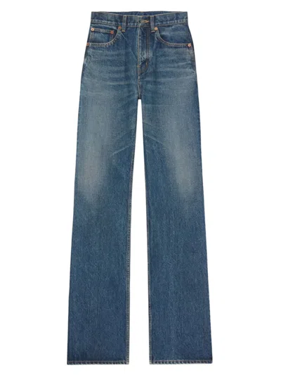 Shop Saint Laurent Women's Clyde Jeans In August Denim In August Blue