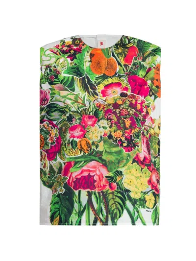 Shop Marni Women's Sleeveless Floral Crop Top In Acid Green