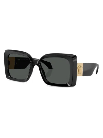 Shop Versace Women's Medusa Plaque 0ve4467u 54mm Square Sunglasses In Black Gold Dark Grey