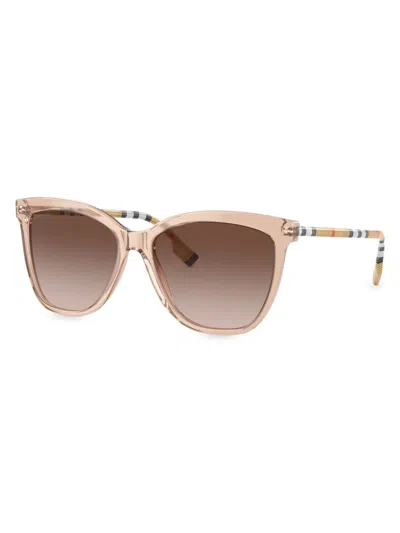 Shop Burberry Women's Clare 56mm Square Sunglasses In Transparent Plaid Gradient