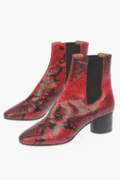 Shop Isabel Marant 5cm Snake Print Leather Danae Chelsea Boots