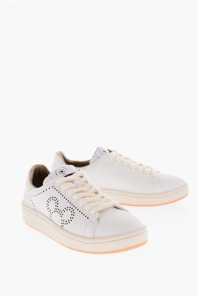 Shop Moa Master Of Arts Disney Leather Low-top Sneakers With Golden Perforated Of Mi