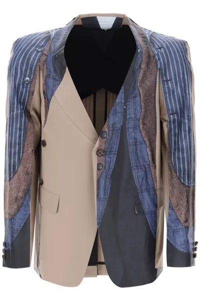 Shop Comme Des Garçons Homme Deux Sleeveless Blazer With Trom In Mixed Colours