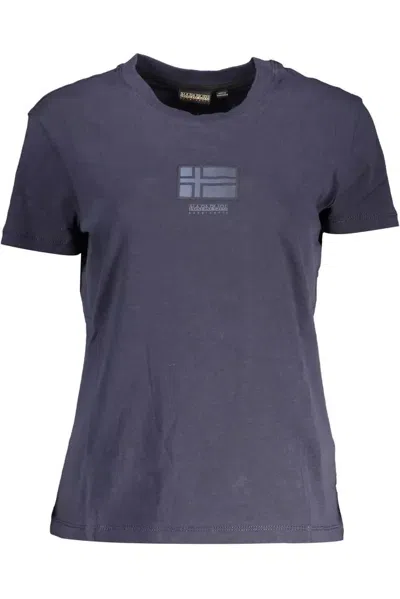 Shop Napapijri Blue Cotton Tops & T-shirt