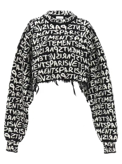 Shop Vetements Graffiti Monogram Sweater, Cardigans In White/black