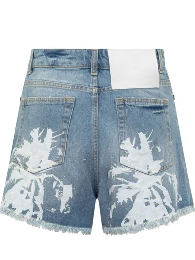 Barrow Abstract-pattern Print Denim Shorts In Multi